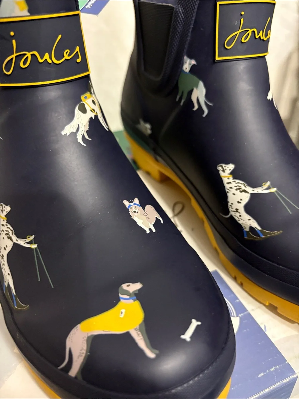 Joules Dog Print Wellington Boots size US 6 NWT